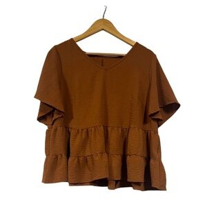SHEIN Rust Tiered Blouse